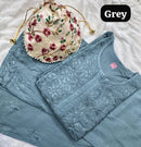 Modal lucknowi Daman rich work Kurta and plazzo with Potli Bag - Chikankari official