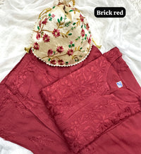 Modal lucknowi Daman rich work Kurta and plazzo with Potli Bag - Chikankari official