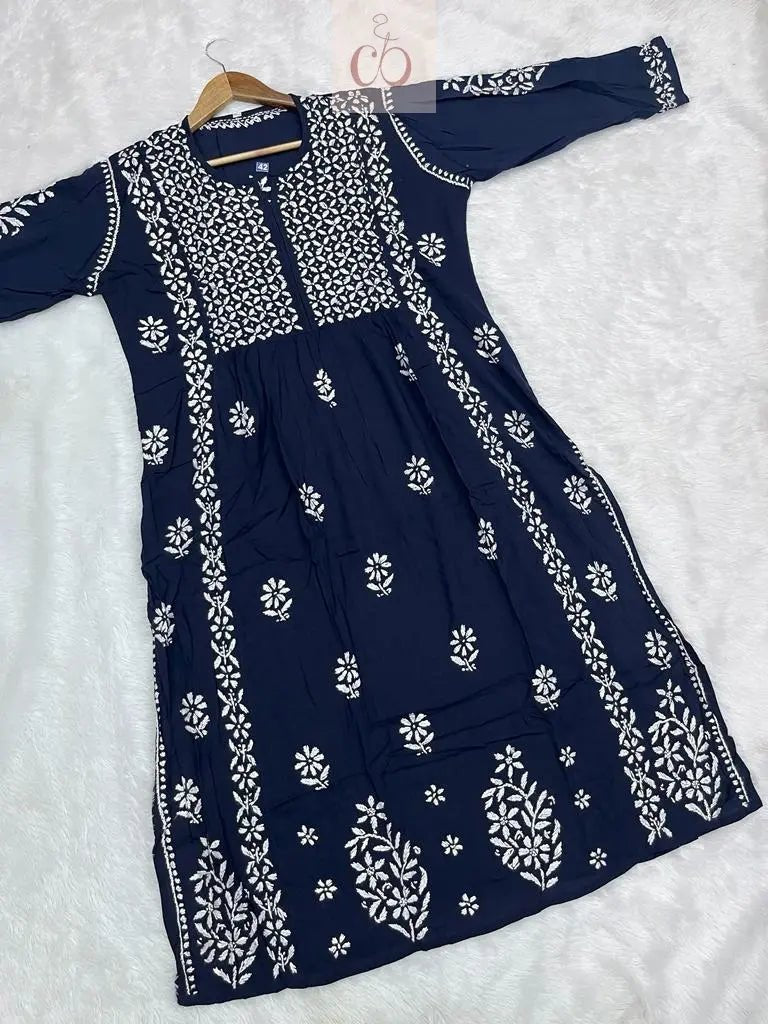 Modal Nyra Cut Gown - Chikankari official