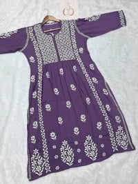 Modal Nyra Cut Gown - Chikankari official