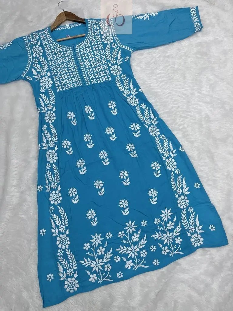 Modal Nyra Cut Gown - Chikankari official