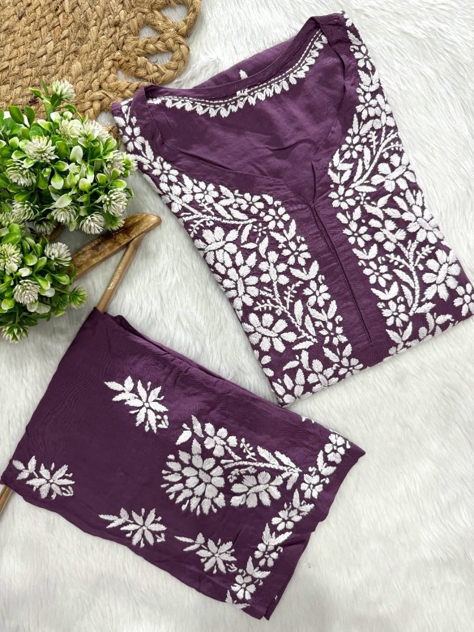 Modal plazzo Combo - Chikankari official