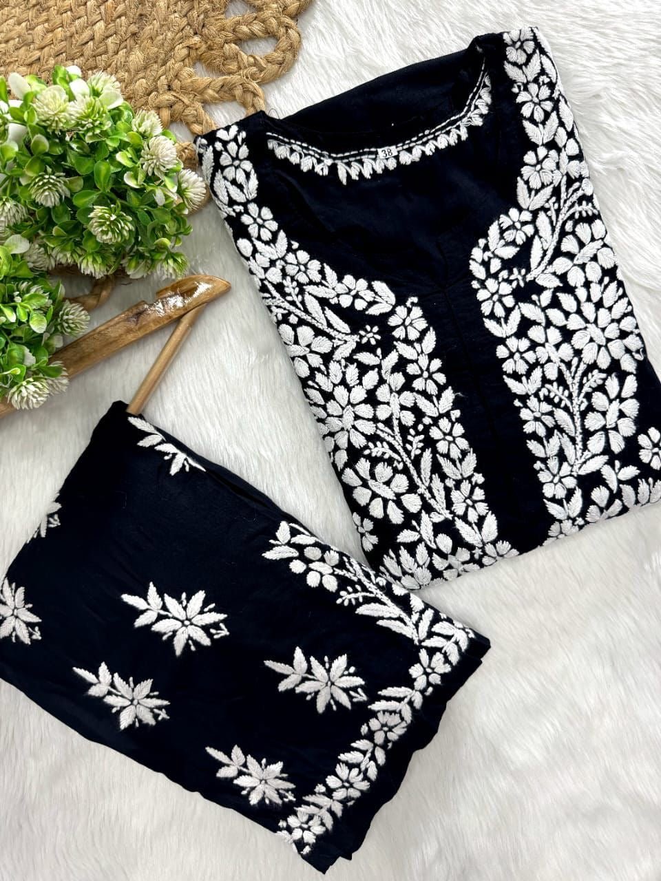 Modal plazzo Combo - Chikankari official