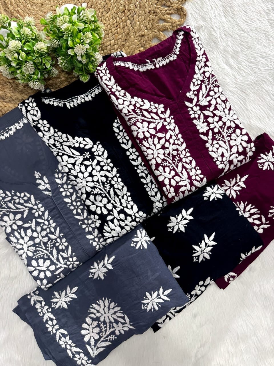 Modal plazzo Combo - Chikankari official