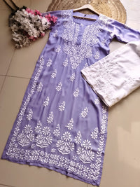 Modal Pure Cotton 3d Work Chikan Kurta - Chikankari official