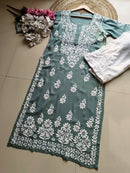 Modal Pure Cotton 3d Work Chikan Kurta - Chikankari official