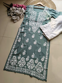 Modal Pure Cotton 3d Work Chikan Kurta - Chikankari official