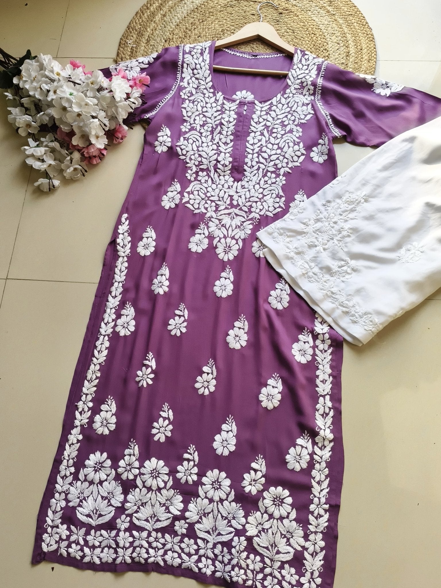 Modal Pure Cotton 3d Work Chikan Kurta - Chikankari official