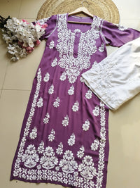 Modal Pure Cotton 3d Work Chikan Kurta - Chikankari official