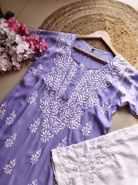 Modal Pure Cotton 3d Work Chikan Kurta - Chikankari official