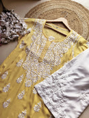 Modal Pure Cotton 3d Work Chikan Kurta - Chikankari official