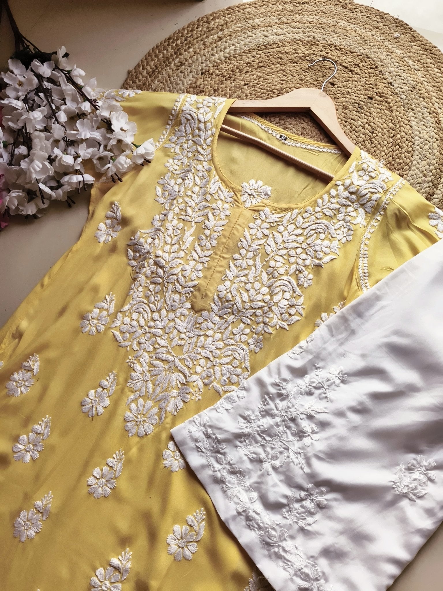 Modal Pure Cotton 3d Work Chikan Kurta - Chikankari official