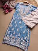 Modal Pure Cotton 3d Work Chikan Kurta - Chikankari official