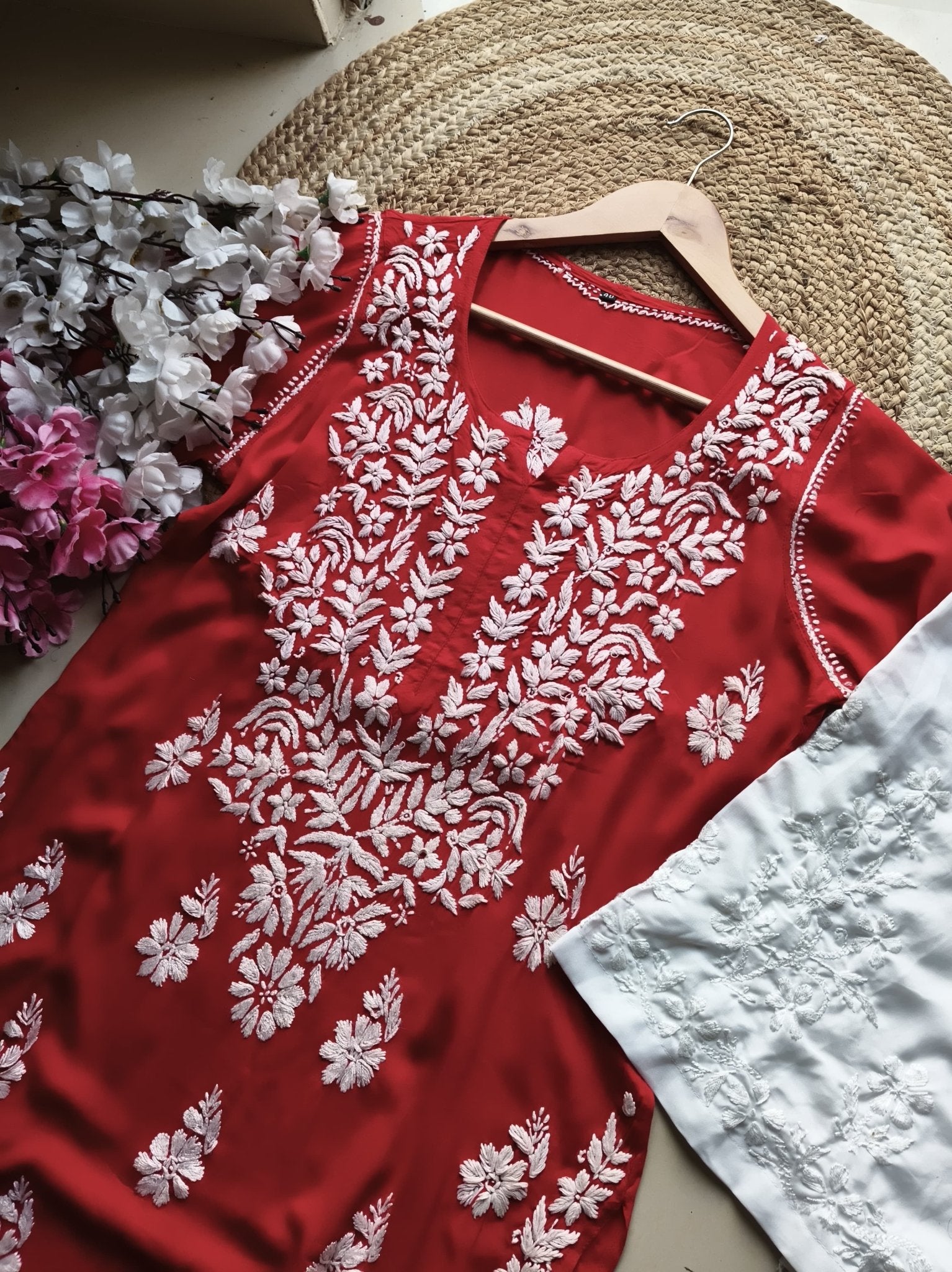 Modal Pure Cotton 3d Work Chikan Kurta - Chikankari official