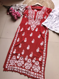 Modal Pure Cotton 3d Work Chikan Kurta - Chikankari official