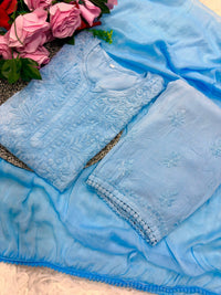 Modal Rayon Inaya 3pc Crafted designer Set - Chikankari official