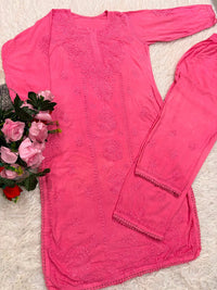 Modal Rayon Inaya 3pc Crafted designer Set - Chikankari official