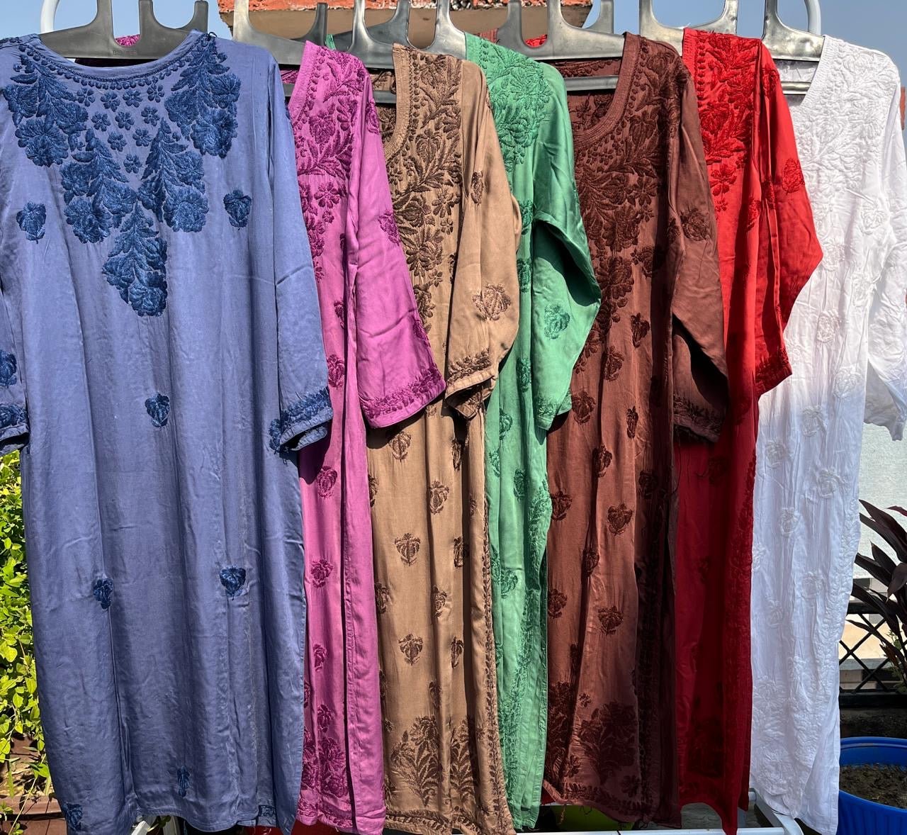 Modal Satin 3d Work Kurta with Heavy back - Chikankari official