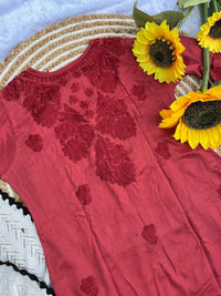 Modal Satin 3d Work Kurta with Heavy back - Chikankari official