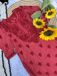 Modal Satin 3d Work Kurta with Heavy back - Chikankari official