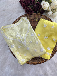 Modal Satin Stiched Premium Side Pocket Co - ord - Chikankari official