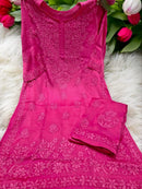 Modal Satin Super Soft Heavywork Co - ord Set - Chikankari official