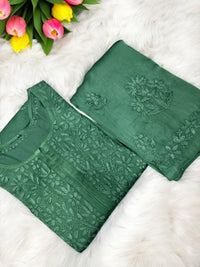 Modal Satin Super Soft Heavywork Co - ord Set - Chikankari official