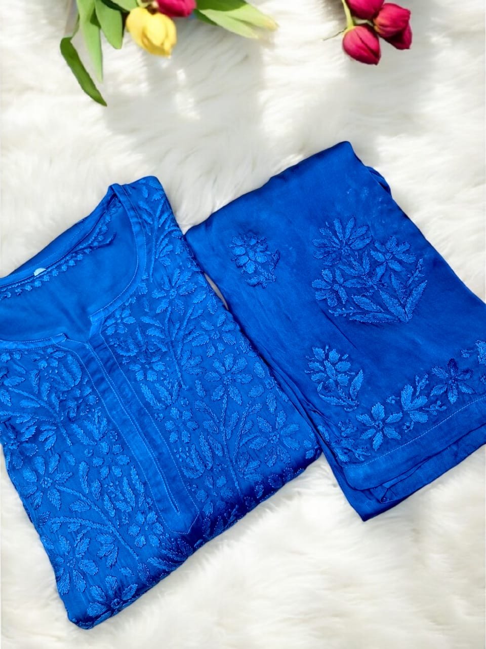 Modal Satin Super Soft Heavywork Co - ord Set - Chikankari official