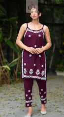 Modal Short Sleveless Set - Chikankari official