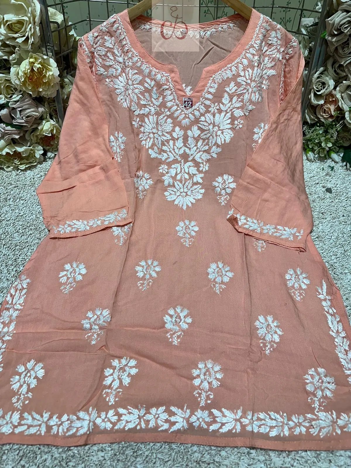 Modal Short Top Plus sizes - Chikankari official