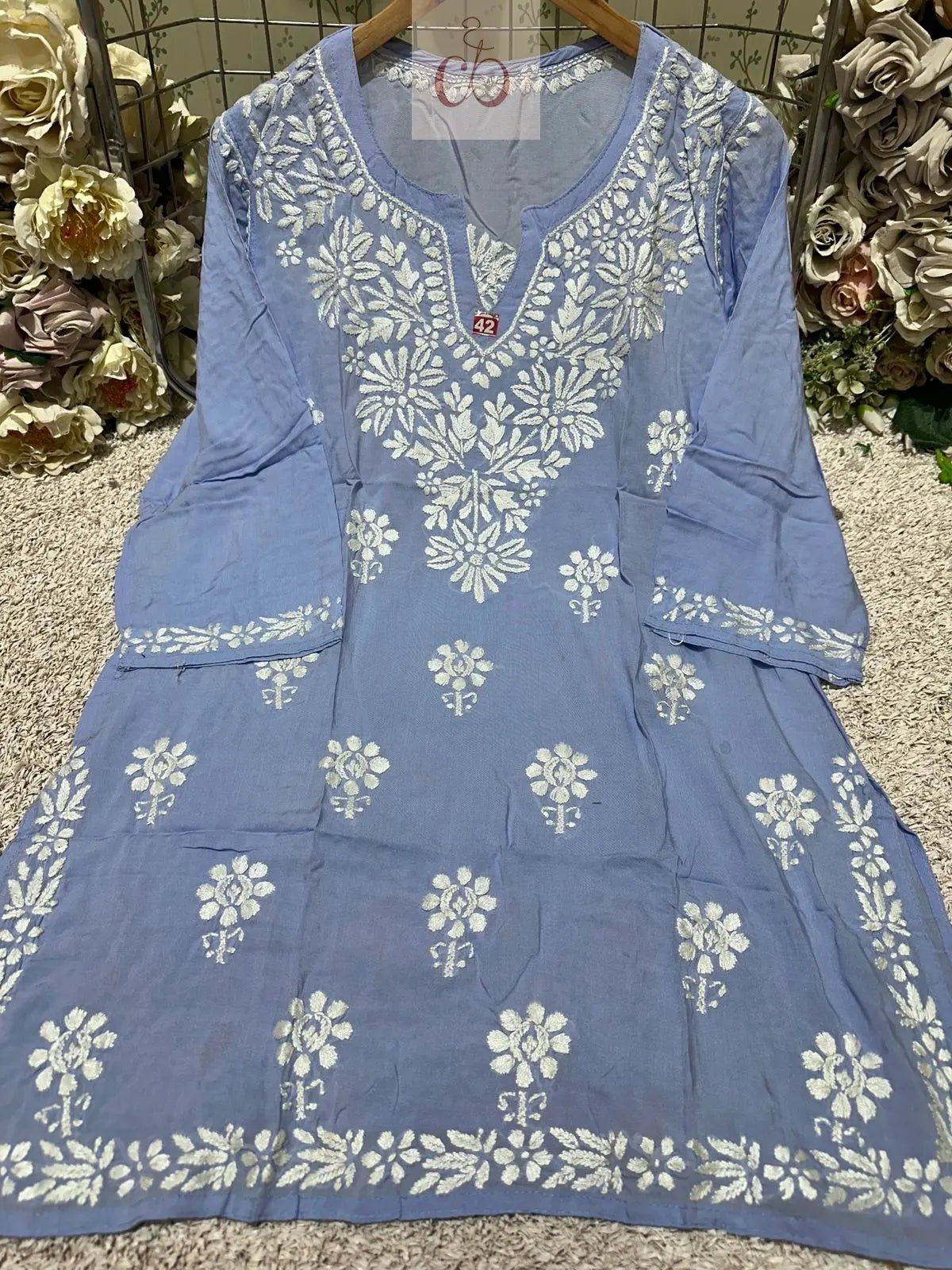 Modal Short Top Plus sizes - Chikankari official