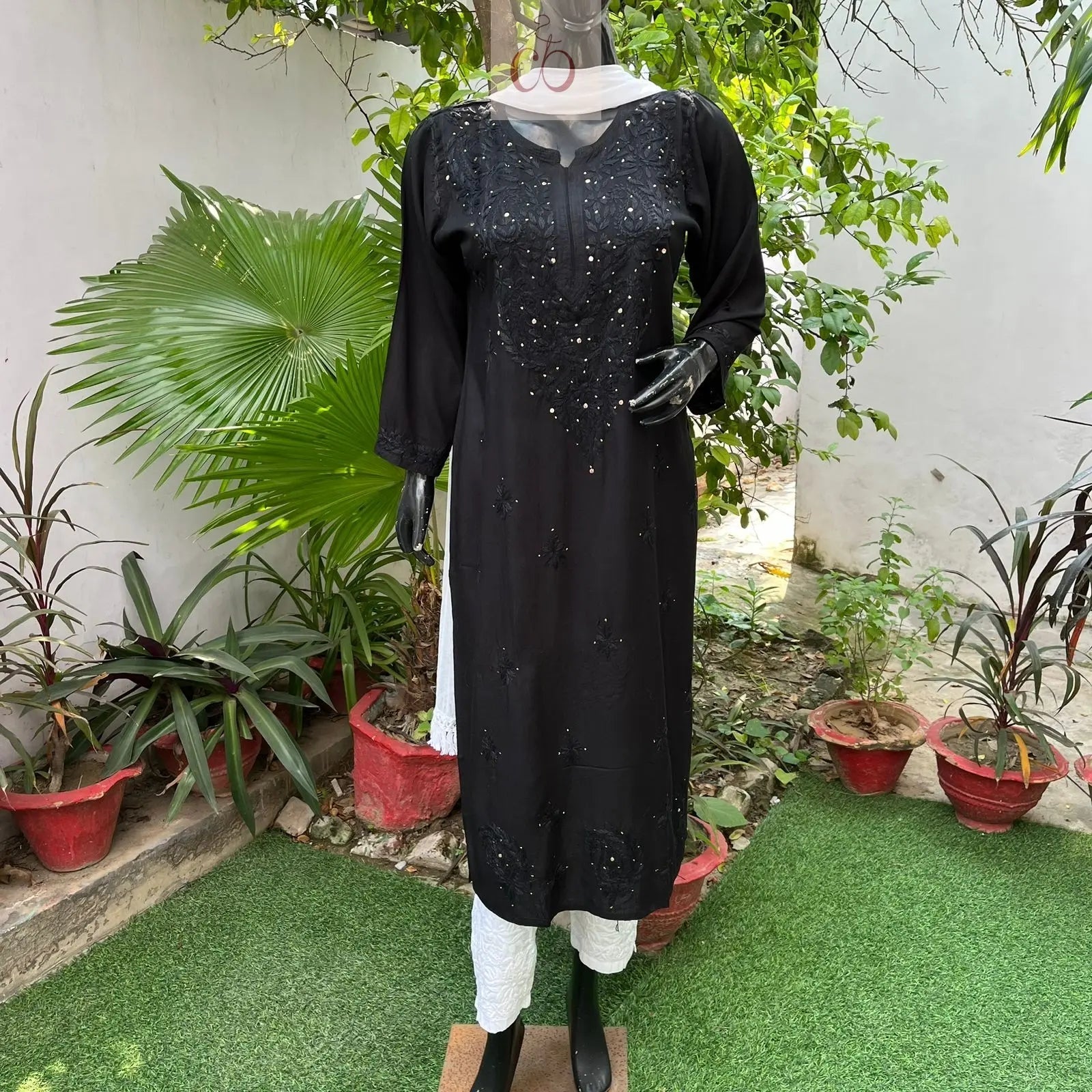 Most Demanding Straight Fit Tone to Tone Kurta With Mukaish work - Chikankari official