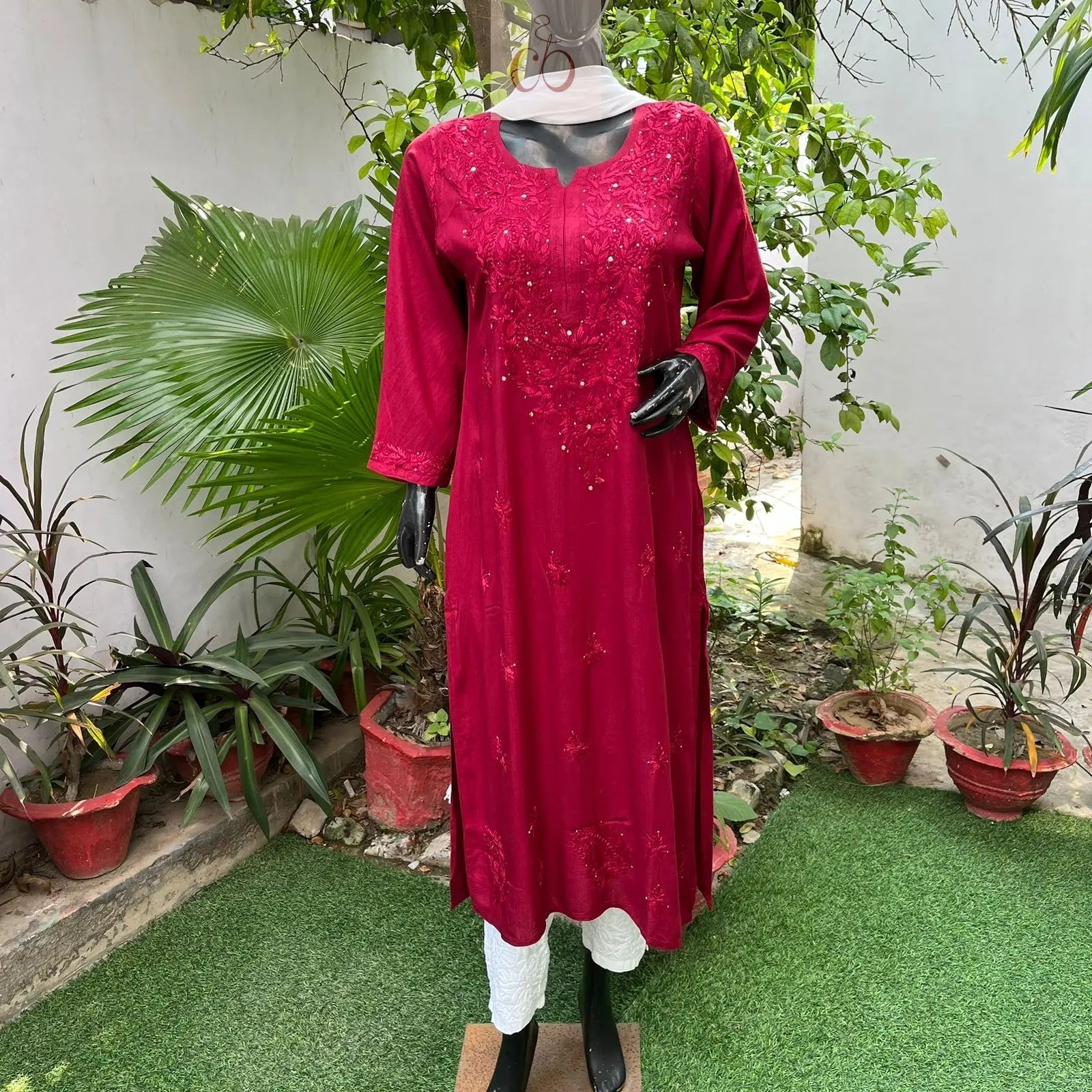 Most Demanding Straight Fit Tone to Tone Kurta With Mukaish work - Chikankari official