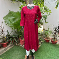 Most Demanding Straight Fit Tone to Tone Kurta With Mukaish work - Chikankari official