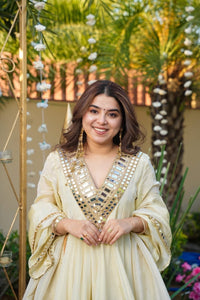 Most Viral Aliya Cut mirror work Set - Chikankari official