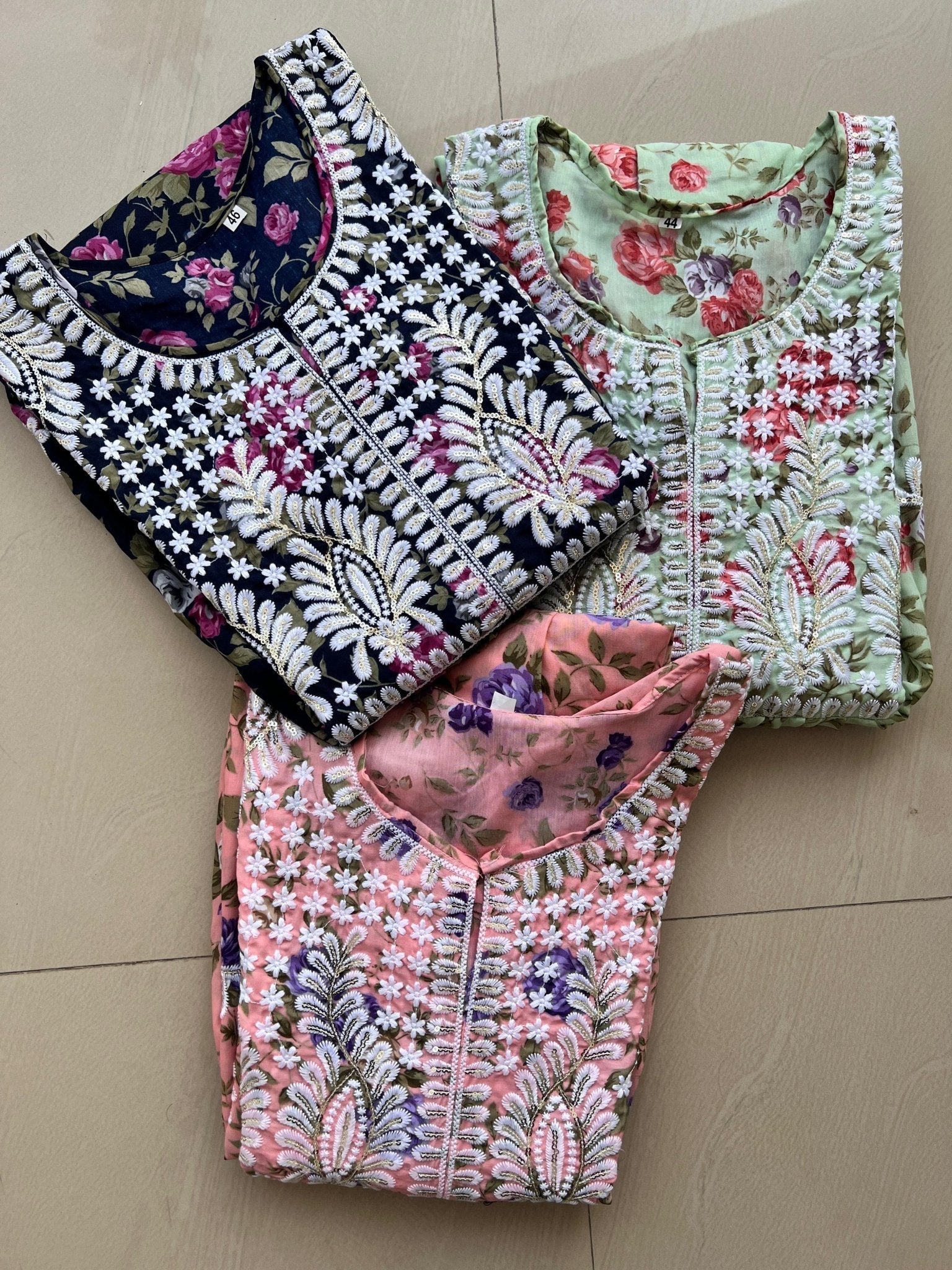 Mul Aari Work Gown - Chikankari official