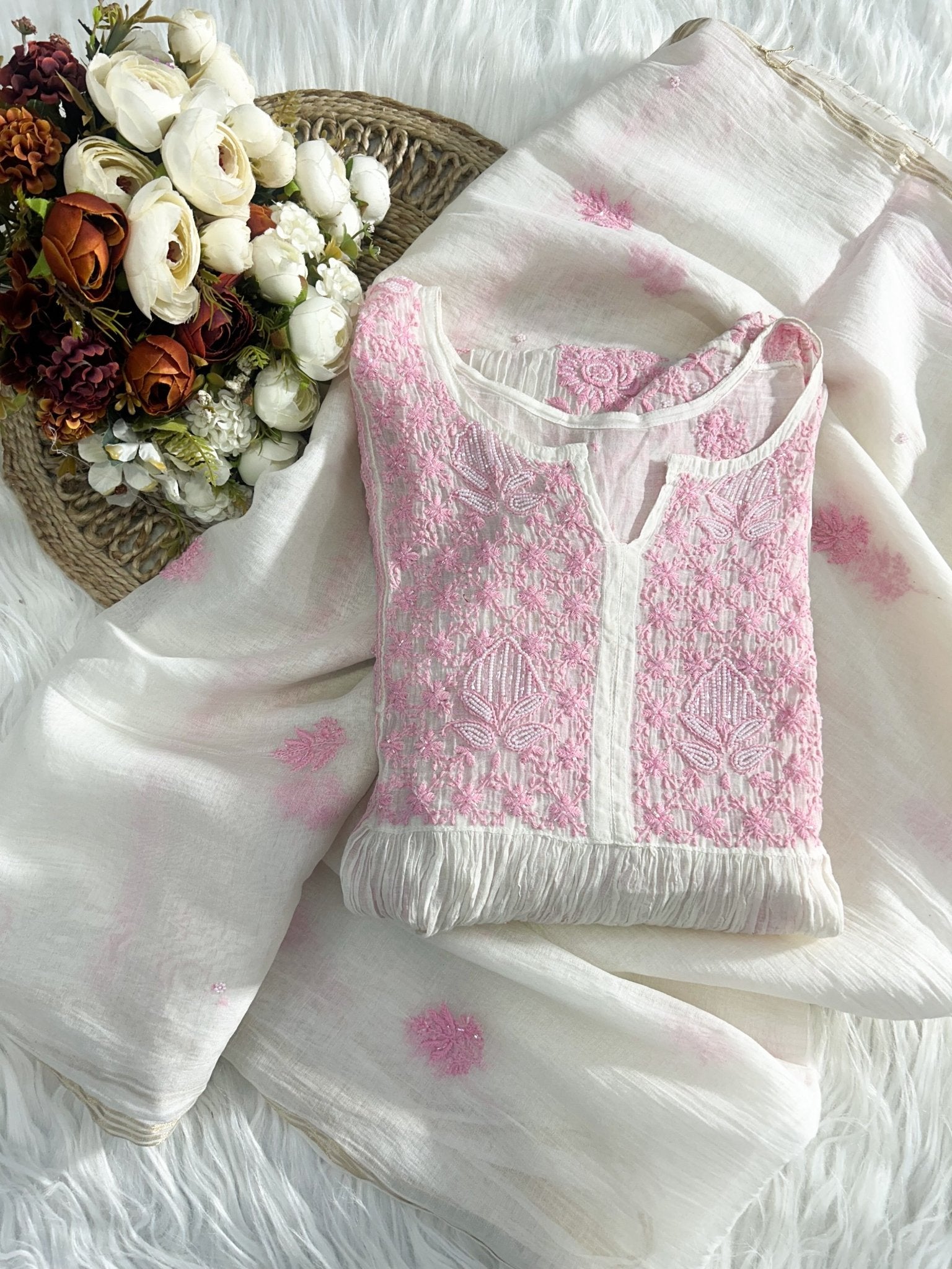 Mul Chanderi Gown Semi Stitched