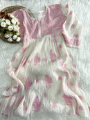 Mul Chanderi Gown Semi Stitched - Chikankari official