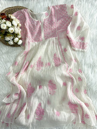 Mul Chanderi Gown Semi Stitched - Chikankari official