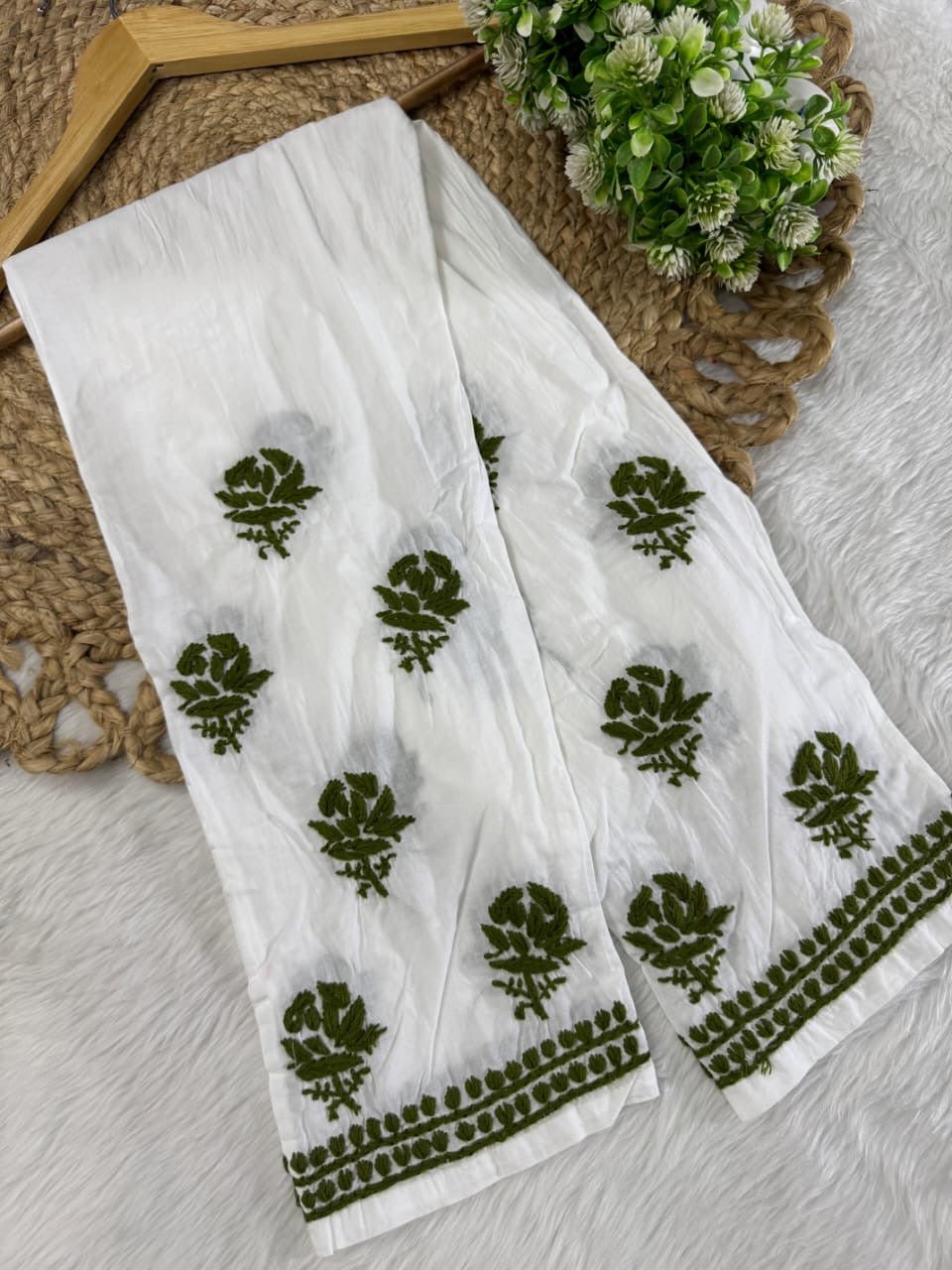Mul Cotton Co - ord Set Short Kurta Pant - Chikankari official