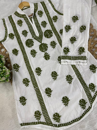 Mul Cotton Co - ord Set Short Kurta Pant - Chikankari official