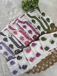 Mul Cotton Co - ord Set Short Kurta Pant - Chikankari official