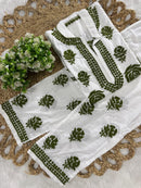 Mul Cotton Co - ord Set Short Kurta Pant - Chikankari official
