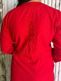 Mul Cotton Dyed Straight Angrakha with Dori - Chikankari official