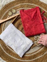 Mul Cotton Dyed Straight Angrakha with Dori - Chikankari official