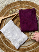 Mul Cotton Dyed Straight Angrakha with Dori - Chikankari official