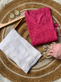 Mul Cotton Dyed Straight Angrakha with Dori - Chikankari official
