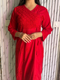 Mul Cotton Dyed Straight Angrakha with Dori - Chikankari official