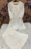Mul Cotton Heavy Gharara set - Chikankari official