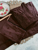 Mul Cotton tone to tone 3pc set - Chikankari official